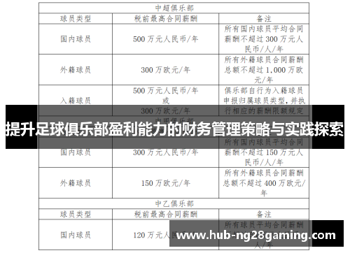 提升足球俱乐部盈利能力的财务管理策略与实践探索 提升足球俱乐部盈利能力的财务管理策略与实践探索